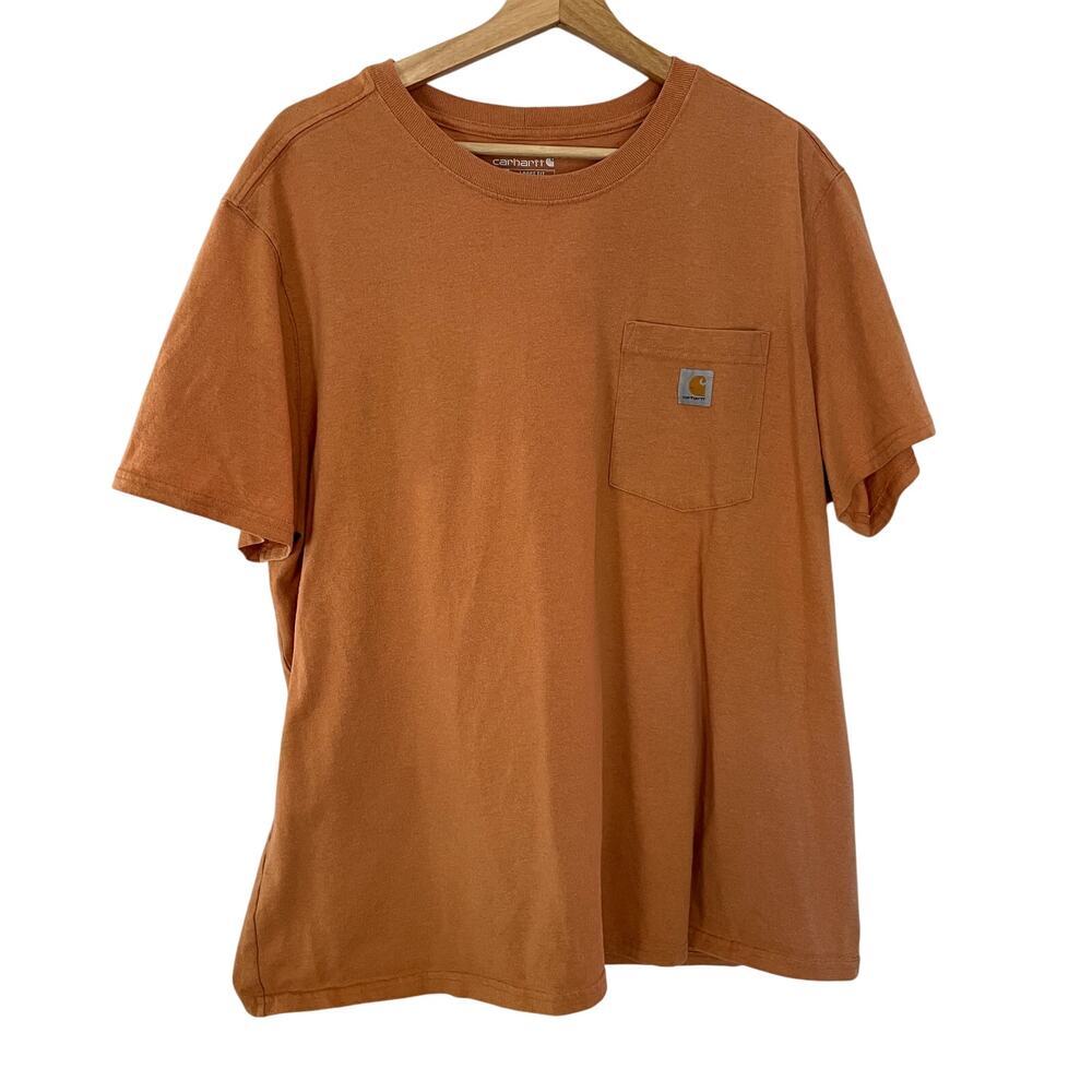 Carhartt loose fit orange short sleeved t-shirt women's size 2XL front pocket